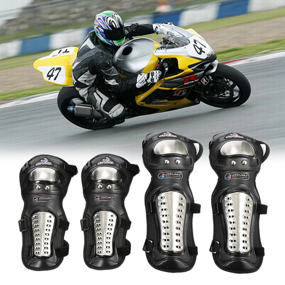 Prix pour 4 pcs/ensemble Nouveau En Acier Inoxydable Moto ATV Racing Motocross Équipement De Protection Genou Coude Shin Pads Cap Gardes Armure Protection Prix pour 4 pcs/ensemble Nouveau En Acier Inoxydable Moto ATV Racing Motocross Équipement De Protection Genou Coude Shin Pads Cap Gardes Armure Protection