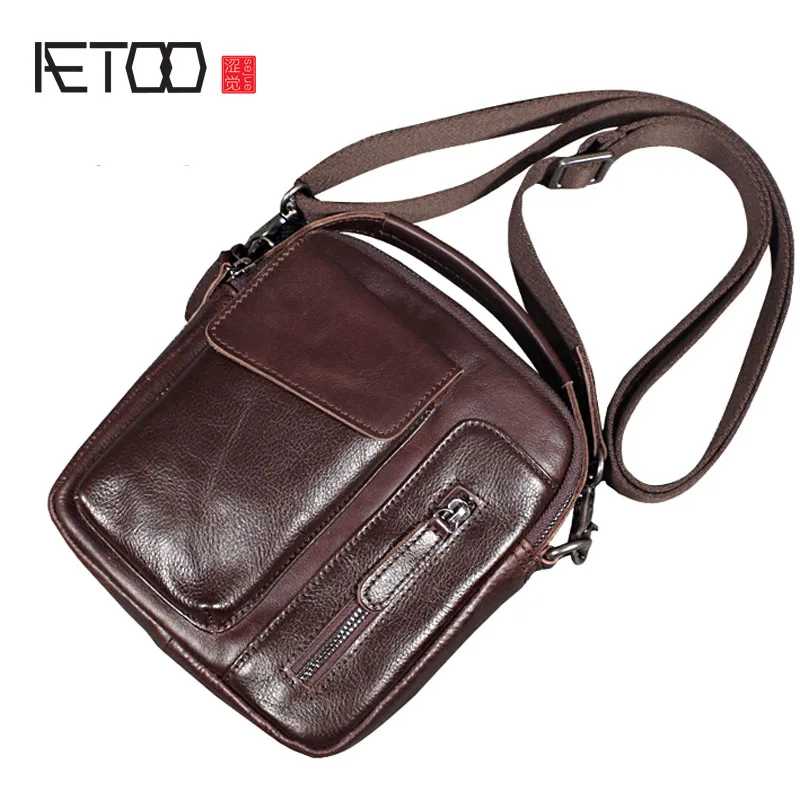 

BJYL Handmade leather men's small bag first layer leather men's bag casual handbag retro durable shoulder Messenger bag