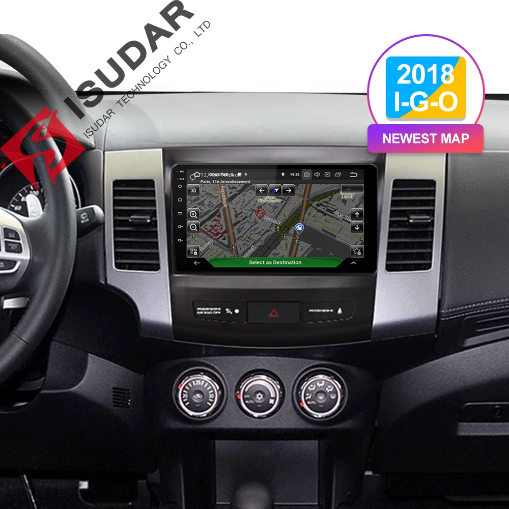 Sale Isudar Android 9 2 Din Car Multimedia Player For MITSUBISHI/OUTLANDER 2007-2012 Auto Radio GPS Navigation Video Audio DSP DVR FM 2