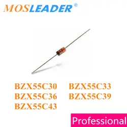 Mosleader 1000 шт DO35 BZX55C серии BZX55C30 30 V BZX55C33 33 V BZX55C36 36 V BZX55C39 39 V BZX55C43 43 V 1/2 W Zeners Сделано в Китае