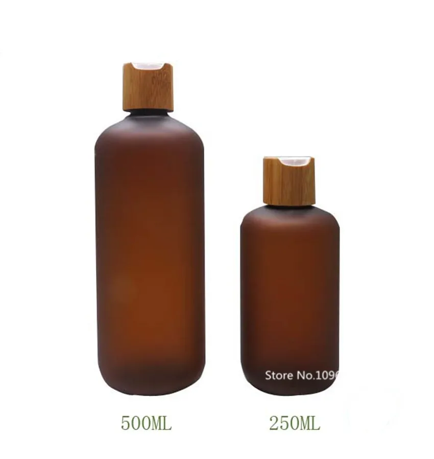 

10PCS Bamboo Bath Foam Bottle Plastic PET Refillable Bottles with Press Pump Cap Empty Shampoo Bottle Press Bottle 250ml 500ml
