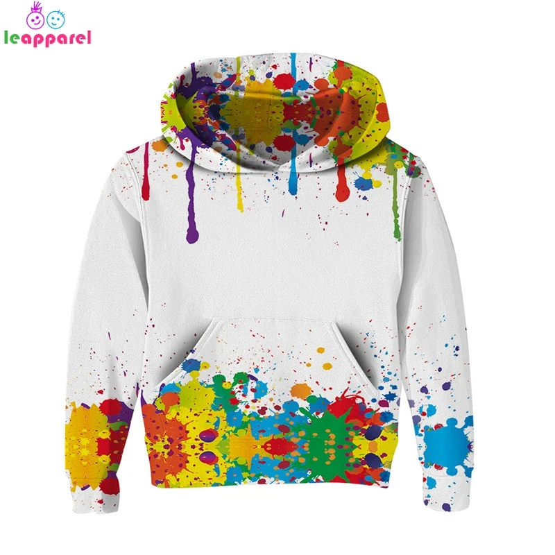 

Colorful Painting 3D Girls Boys Hoodies New Autumn Outwear Jackets Coats 2019 Long Sleeve Clothes For Children 3-13Y