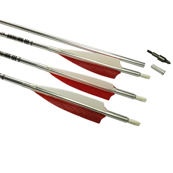 

New Aluminum Arrow Silver Color 1916 30" Turkey Feather Fletch Screw Field Point Archery Bow Hunting Shooting Free Shipping