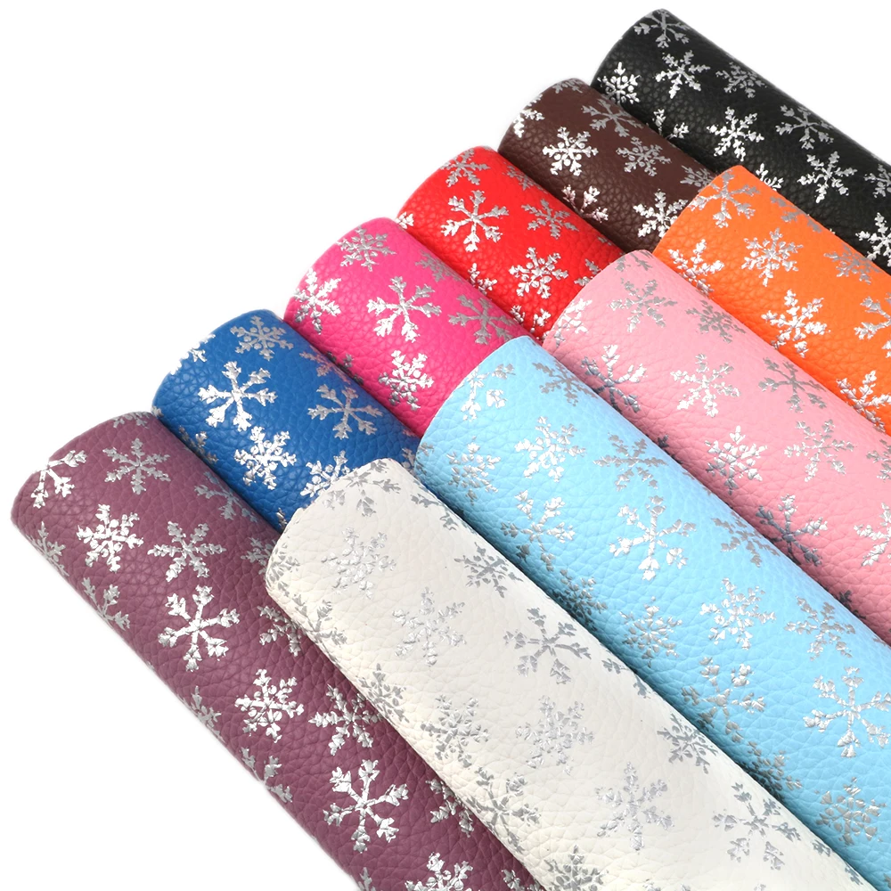 

David accessories 20*34cm Silver Foil Snow Flower Litchi Faux Artificial Synthetic Leather Fabric DIY Garment Bows Bag,1Yc6931