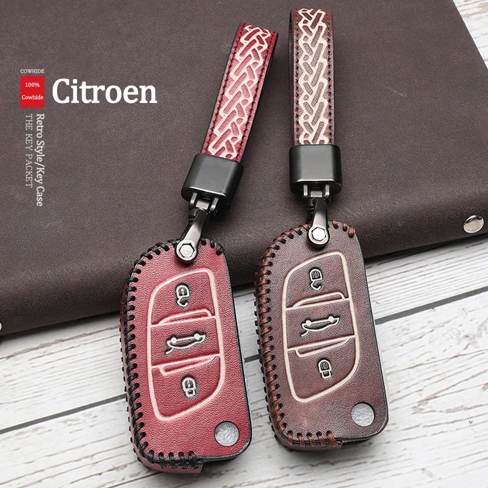 Для PEUGEOT 207 307 308 для Citroen C2 C3 C4 C5 C6 C8 высококачественный кожаный автомобильный набор ключей чехол без ключа Fob Shell Skin