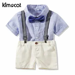 Kimocat/Новое поступление, Летний Детский костюм, костюм из трех предметов, одежда для маленьких мальчиков, детская одежда с короткими
