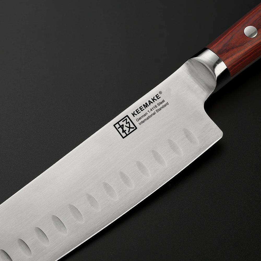 SUNNECKO 7 дюймов Santoku кухонный нож шеф-повара немецкая 1,4116 сталь 58HRC сильное острое лезвие бритвы цвет деревянная ручка резак инструменты
