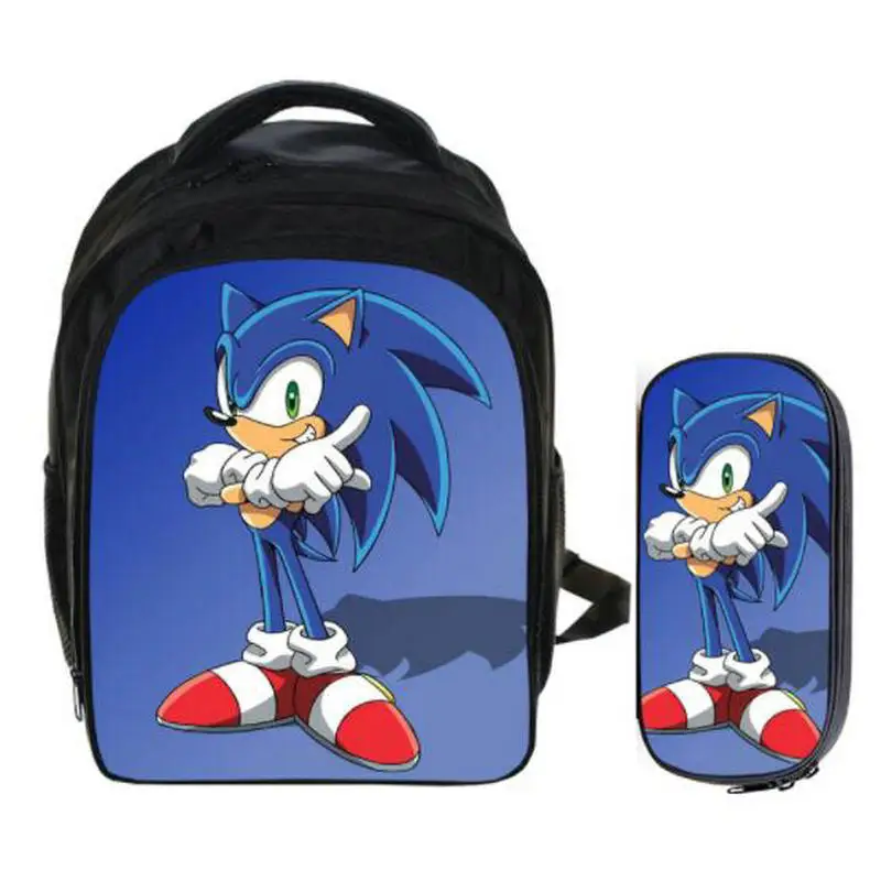13 Inch Super Mario Bros Sonic Backpack Kids School Bags for Boys Schoolbag Baby Kindergarten Child Bags Pencil Bag Sets