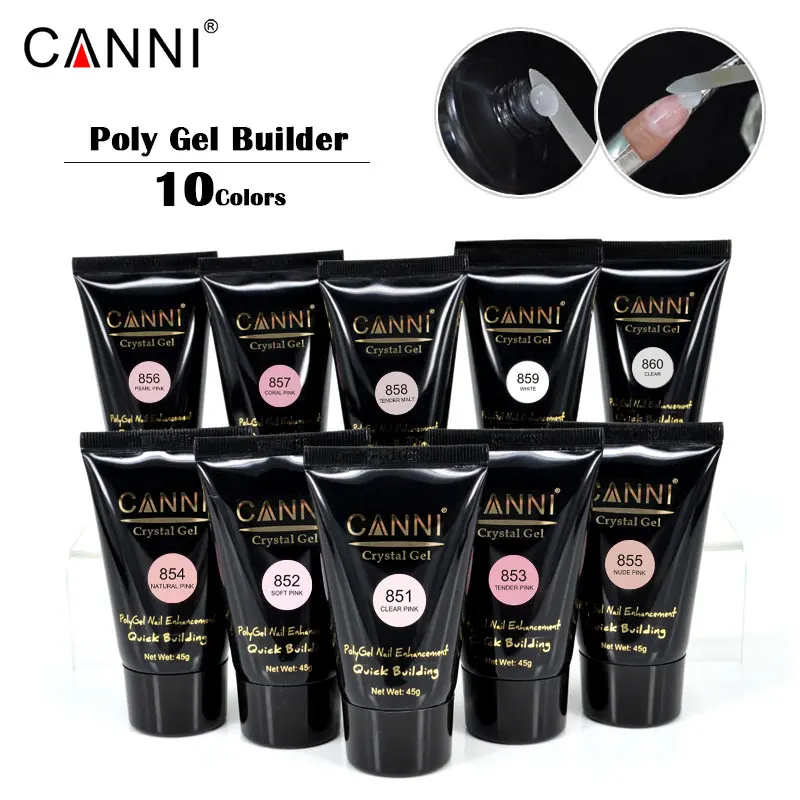 CANNI 45g New uv builder gel Soft pink extend no burning nail art cover natural clear led uv soak off acrylic crystal poly gel