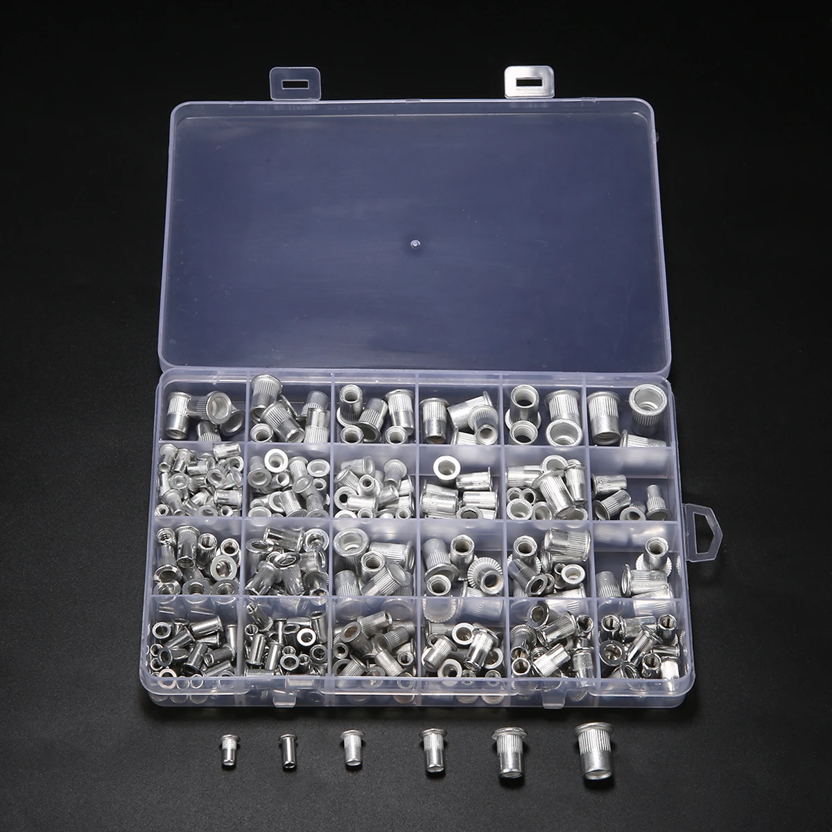 

300pcs Assorted Sizes M3 M4 M5 M6 M8 Head Aluminum Rivet Nut 150pcs Metric + 150pcs SAE Reveting Multi Rivnut Nutsert Kit