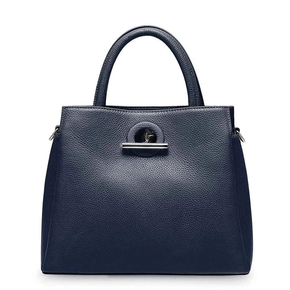 Zency модная женская сумка-тоут из натуральной кожи, черная женская сумка через плечо, сумка-мессенджер, высокое качество, сумки через плечо - Цвет: Темно-синий