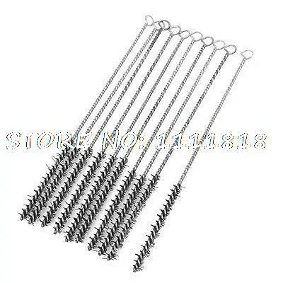 25cm Long 8mm Diameter Stainless Steel Round Wire Tube Cleaning Brush 10pcs | Инструменты