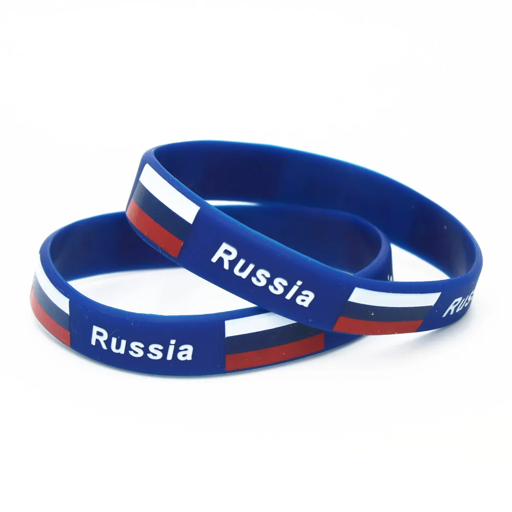LUKENI 1PC Hot Sale Fashion Russia Football Silicone Wristband Blue
