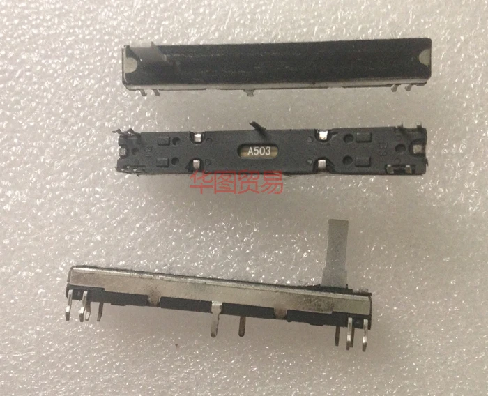 2pcs black side of the double-sided straight-slip potentiometer A50K / 60mm A503 fader for MACKIE mixer