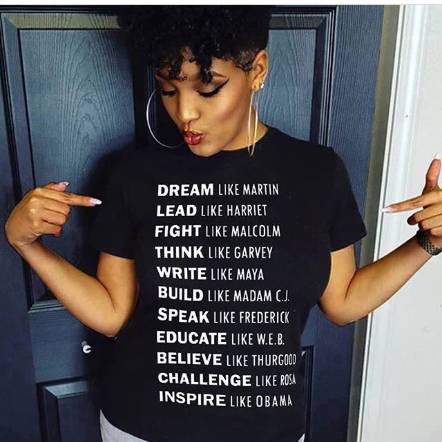 

sunfiz YF Dream Like Martin Lead Like Harriet Black Black History Quotes Slogan T-Shirt Unisex Tumblr Fashion Casual Shirt