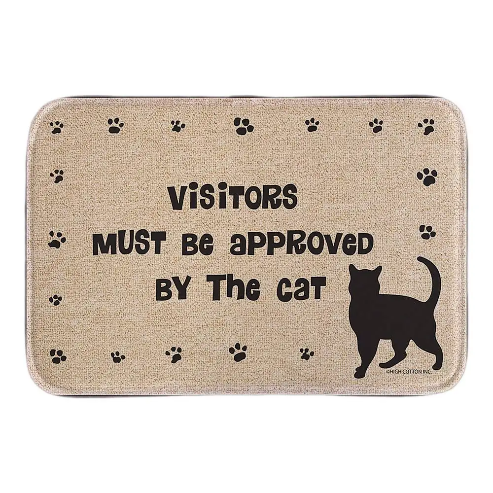 Entrance Doormat With Cat Sign Visitors Must Be Approved Cute Animals Home Decor Door Mats Short