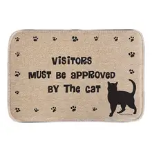 Entrance Doormat With Cat Sign Visitors Must Be Approved Cute Animals Home Decor Door Mats Short Plush Fabric Bathroom Mats
