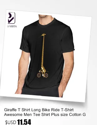 Футболка с жирафом, футболка с длинным велосипедом, Мужская хлопковая футболка, забавная уличная одежда больших размеров, футболка с коротким рукавом и графическим рисунком