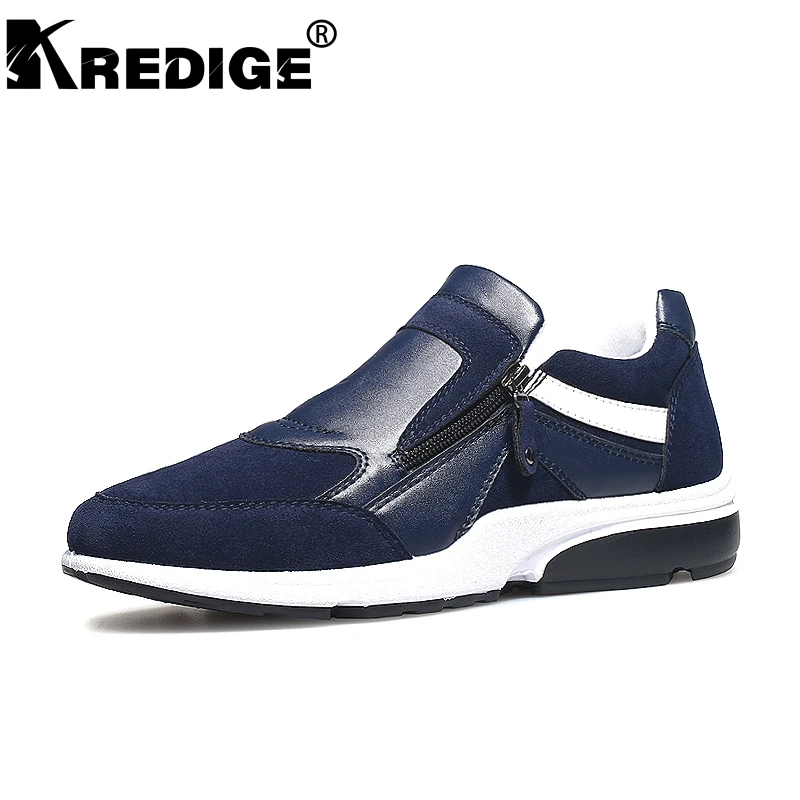 יוקרה גברים מותג נעליים מזדמנים עור אמיתי KREDIGE נהגים ופרס גברים רשת לנשימה נוח להחליק על נעלי גודל גדולות