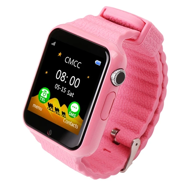 Горячие V7 детей gps Камера Facebook аварийного безопасности Anti потерял смарт часы Водонепроницаемый часы электронные часы детские часы подарки IOS Android - Цвет: Розовый