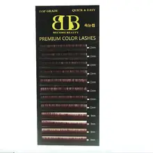 Два тона ресниц Черный-коричневый красный цвет 0.15 ММ С Curl для ресниц Mix Длина одного лоток