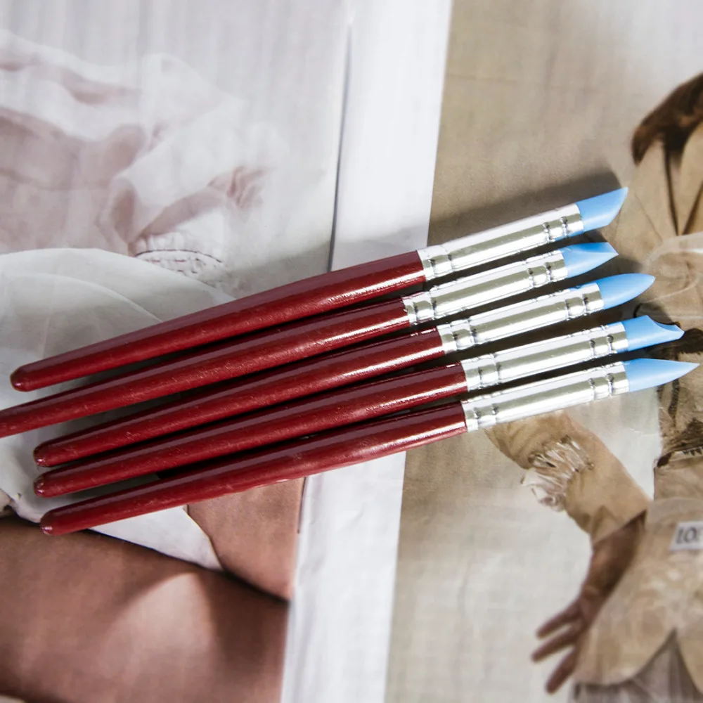 

5pcs Nail Art Craft Pottery Clay Tools Carving Sculpture Sculpting Tools Cake Oils Rubber Pen Brush Tool