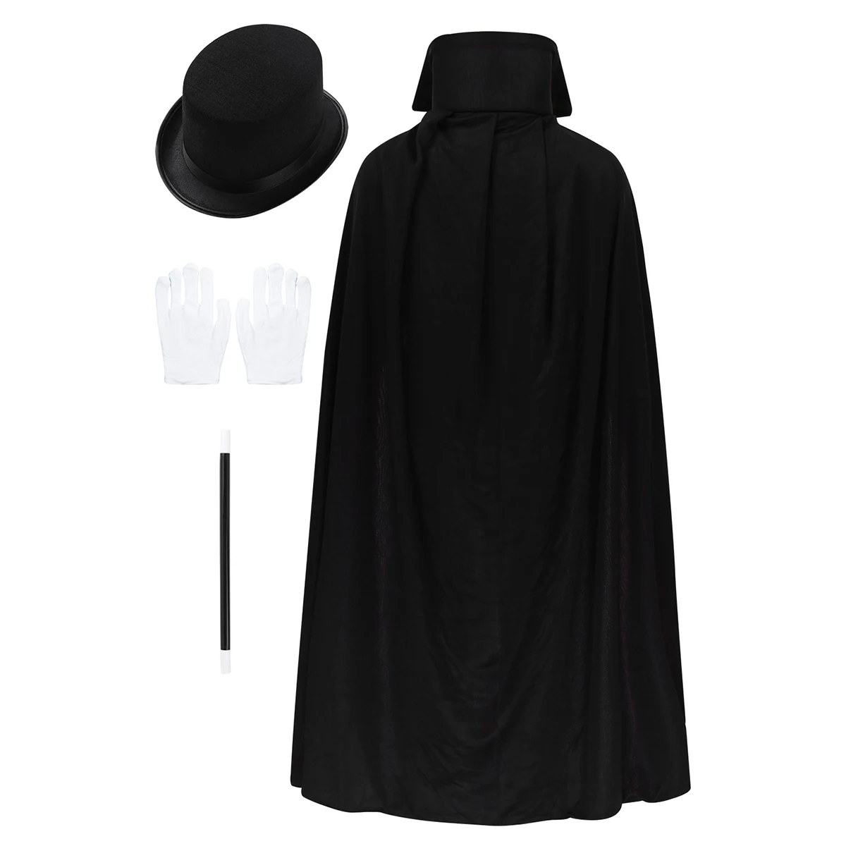 Kids Boys Magician Role Play Cosplay Costumes Outfit Cape Hat Magic Wand Gloves Set Children's Halloween Festivities Magic Cape 2