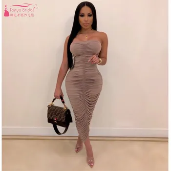 

Strapless strap Corset Simple Sexy Women Party Dresses Tea-Lengh Sleeveless Prom Dresses JQ557