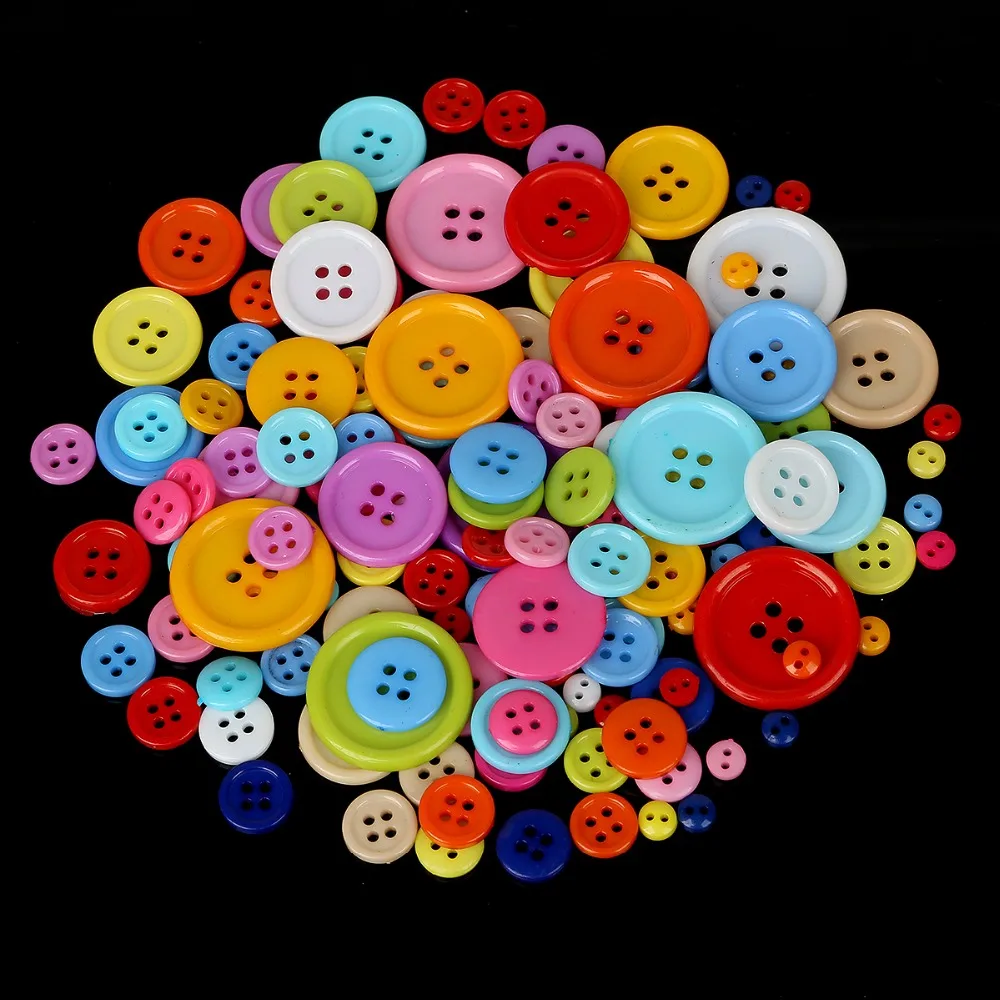 

20-200PCS 2-4 Holes Plastic Resin Buttons Kid's Apparel Sewing Accessories Multicolor Animal/Flower Mix Shape DIY scrapbooking