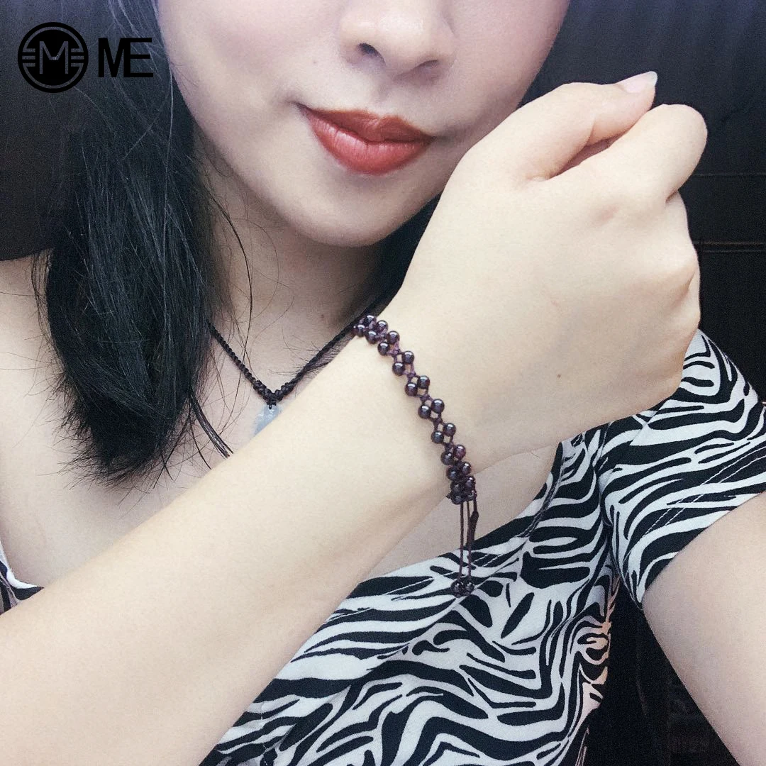

M IVE Garnet string Rope Ethnic Bracelet Nature Stone Adjustable Handmade Charm Bracelet Gift For Women Lovers Healthy Jewelry