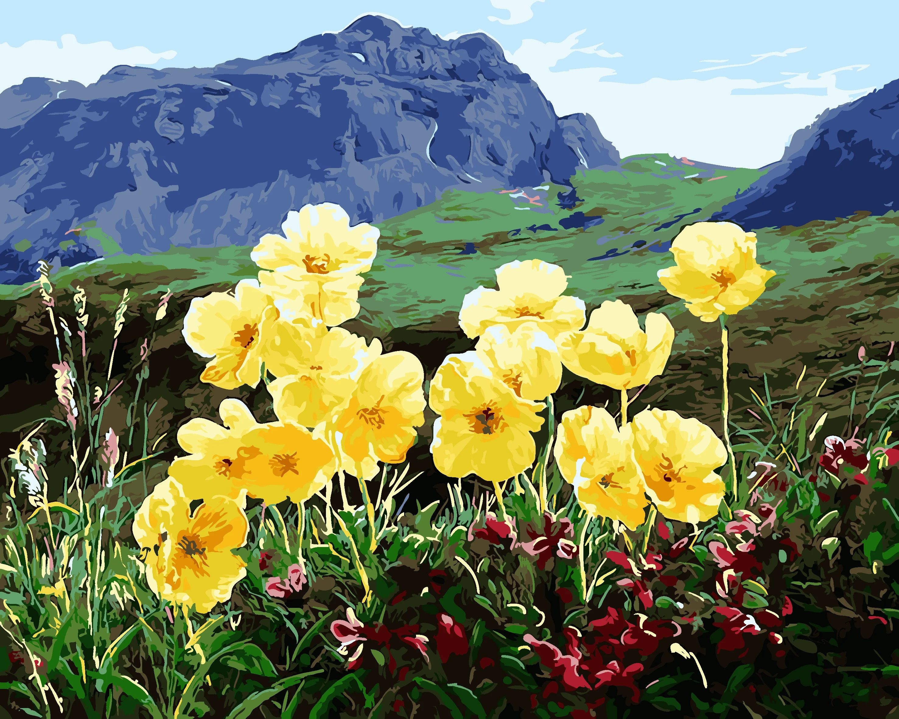 Unfinished Landscape Acrylic paint Crafts digital DIY oil painting