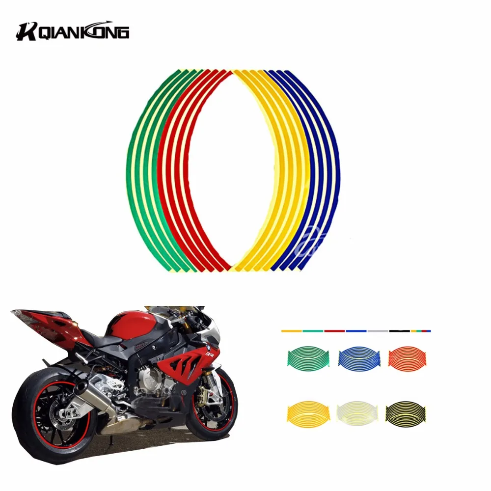 

17/18 inch Colorful motorcycles wheel stickers Reflective Rim moto Stripe Tape FOR honda CBR600RR ABS VFR1200F CBR250R ABS