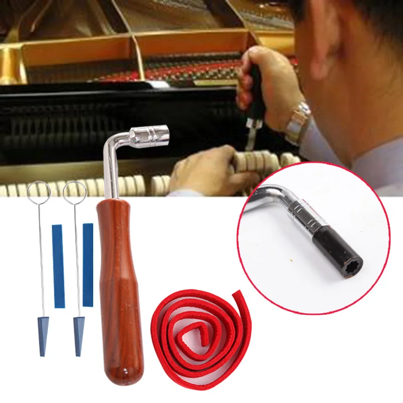 6pcs Piano Tuning Kit Wrench Hammer Mute Temperament Strip DIY Tuner