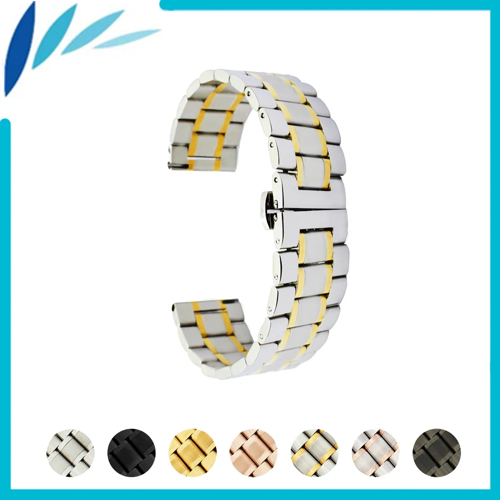 

Stainless Steel Watch Band 20mm 22mm for Armani Watchband Quick Release Metal Strap Loop Wrist Belt Bracelet Black Silver Gold