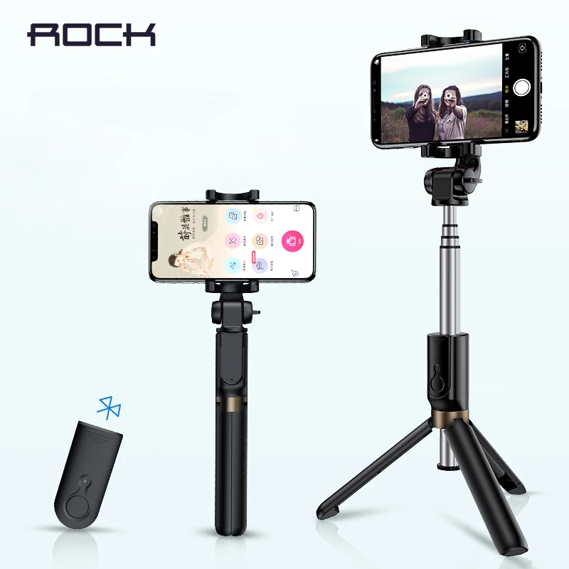 

ROCK Tripod Monopod Selfie Stick Bluetooth With Button Pau De Palo Selfie Stick for Android/Huawei Phone Holder for iphone 8 XS