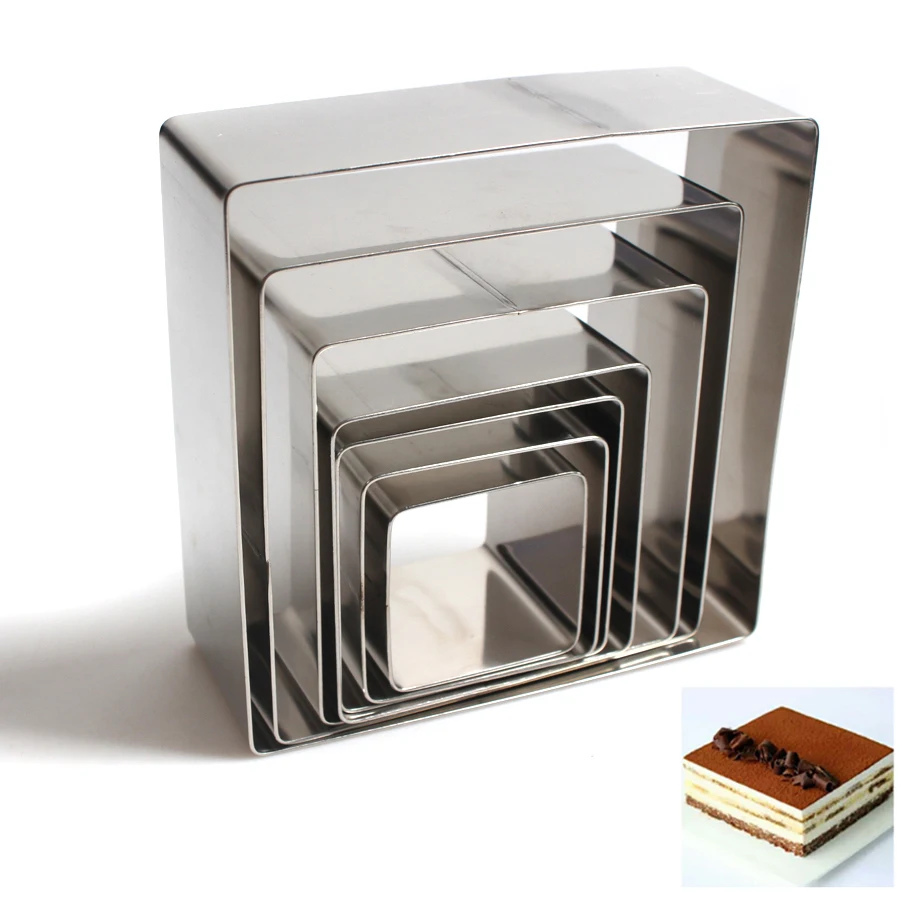 

2.5-7INCH Square Shape Stainless Steel Cutter Mousse Fondant Cake Mold Mousse Cake Ring Baking Cake Decorating Tools