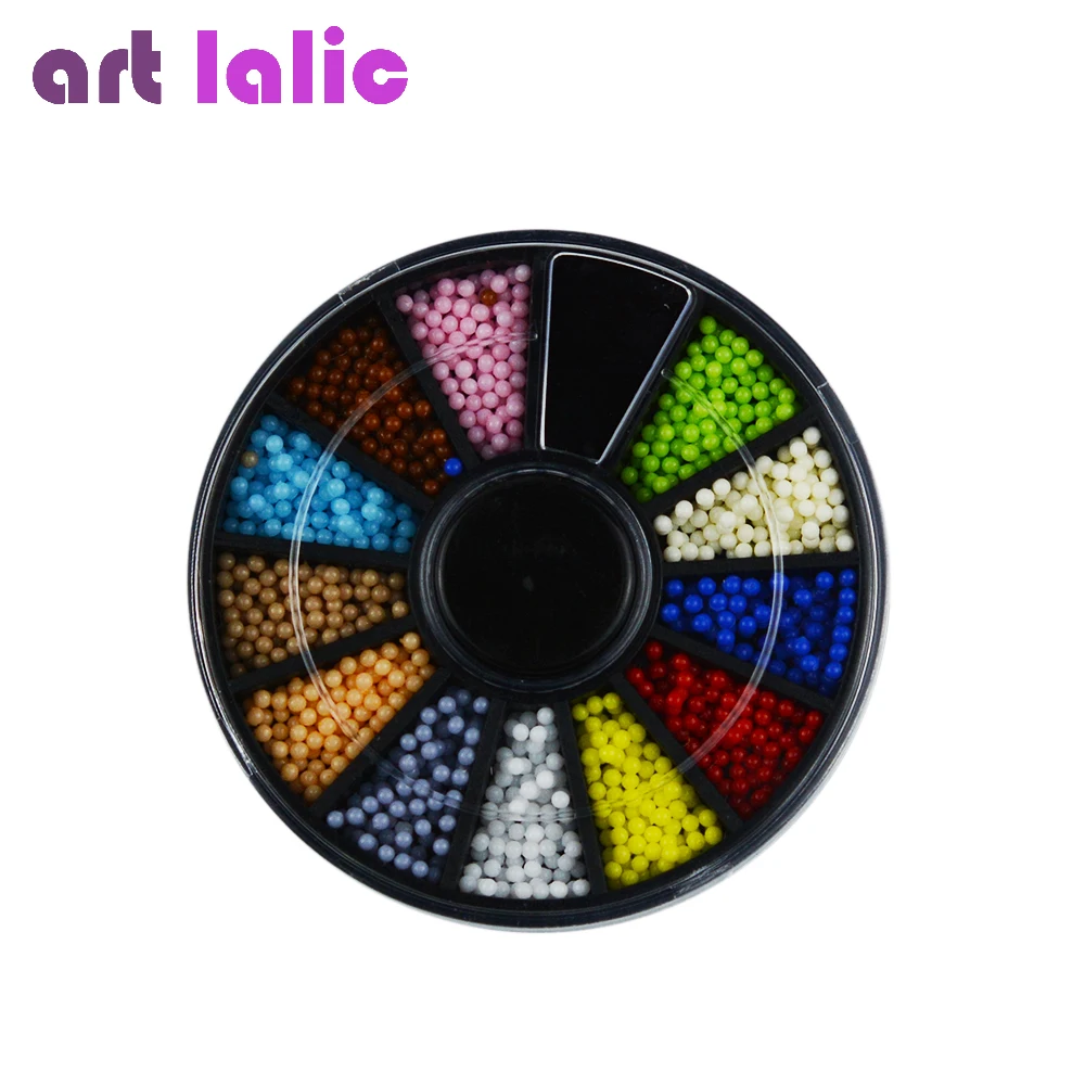 

12 Colors 1.5mm Particles Acrylic Nails Beads Wheel Glitter Manicure Tips For Charms 3D Nail Art Decorations