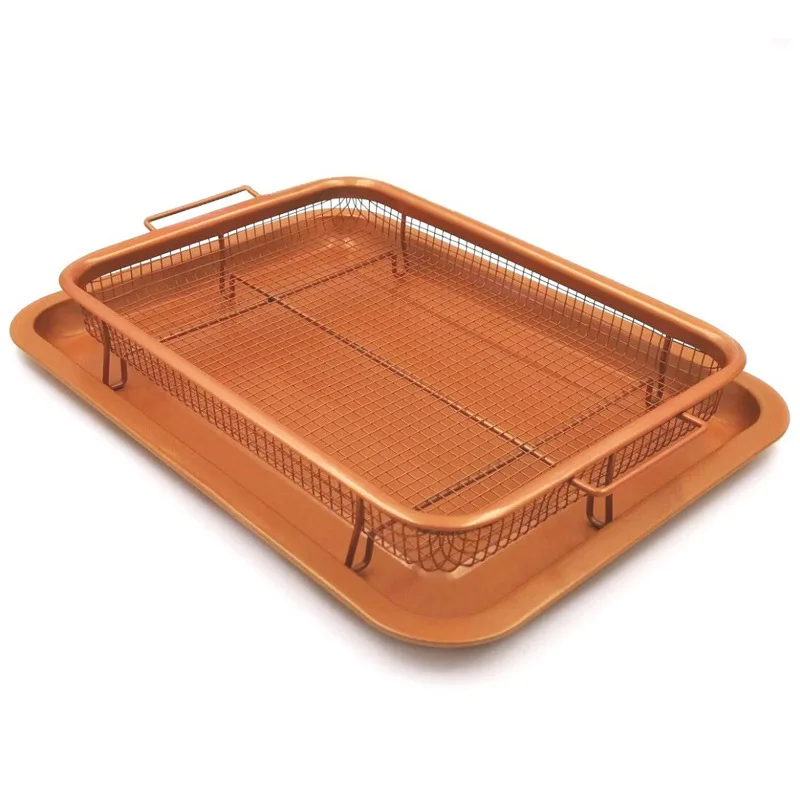 

YIBO Microwave Oven Barbecue Pan Copper Rectangle Crispy Tray Fry Pan Kitchen Grilled Chicken Wings Fries BBQ Oven Trays