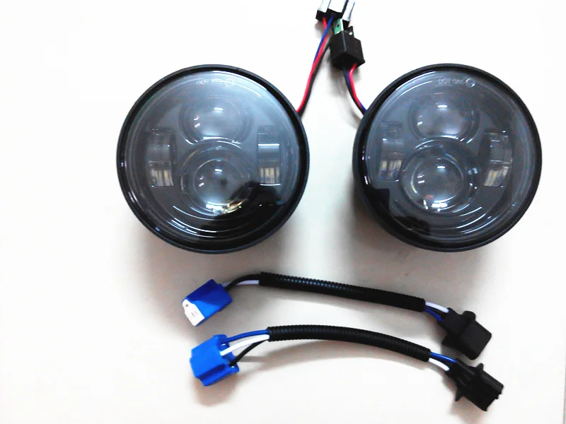 Pair Motors Headlight Fat Bob LED Driving Lamp 5 inch Motorcycle High  Low Beam Headlight for Harley Dyna Fat Bob (4)