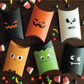 

10pcs Halloween pillow Paper Box mix style Favors Gifts Trick or treat Candy Storage Boxes Gift Packaging multi-use