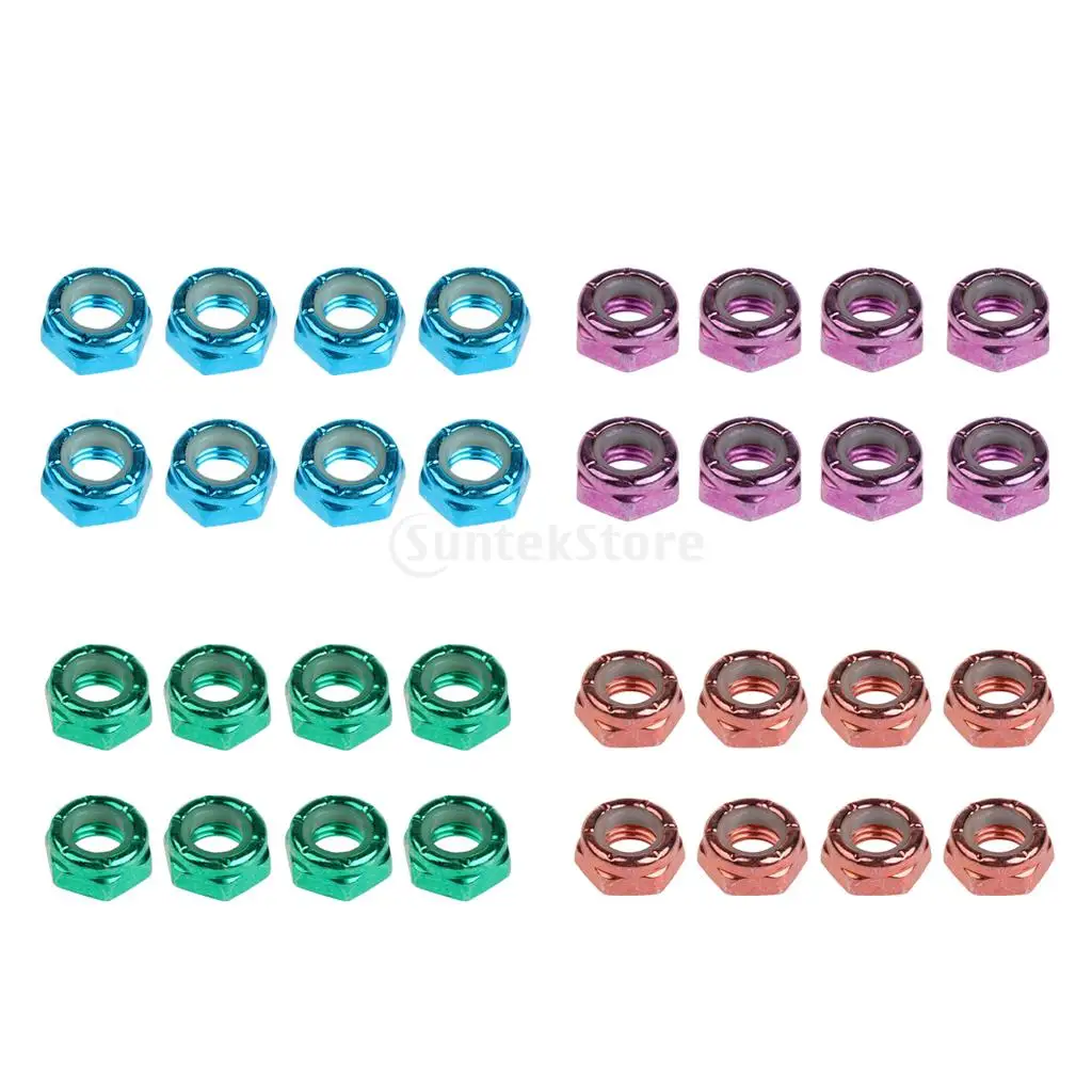 8pcs Carbon Steel Skateboard Nuts Truck Wheel Axle Screw Nuts Longboard