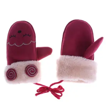 

Children's Gloves Winter Kids Suede Cartoon Pattern Gloves Men and Women Warm Full Finger Fleece Thicken Lovely Gloves Mittens