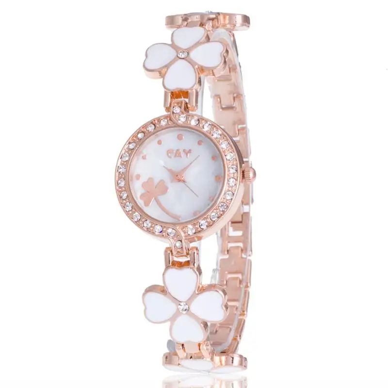 Изысканные Новые модные женские часы-браслет минимализм стразы золотые наручные часы из нержавеющей стали повседневные стильные reloj B7 - Цвет: Белый