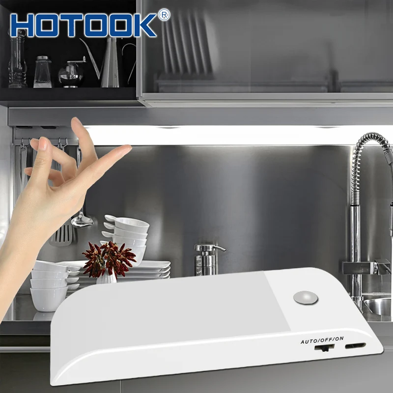

HOTOOK Night Lights LED IR Motion Rechargeable Sensor Light Wireless LED Strip Lampara with Magnet for Cabinet Closet Wardrobe