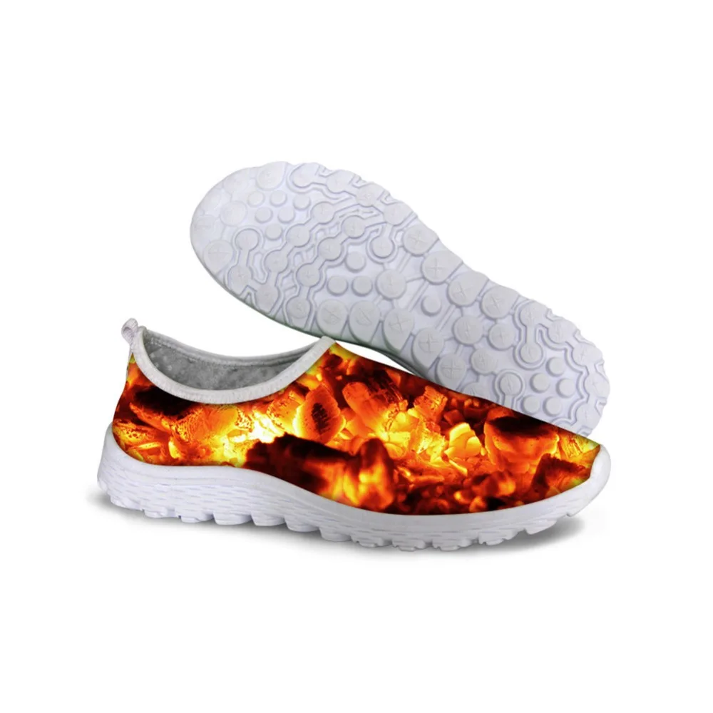 

THIKIN Summer Women Mesh Slip-on Lightweight Shoes 3D Charcoal Fire Rendering Design Women Sneakers Breathable Mesh Beach Shoes
