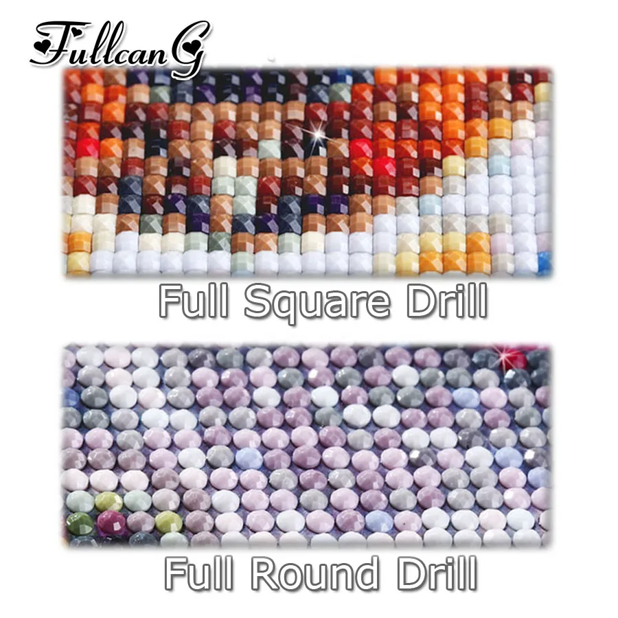 FULLCANG full square/round drill large diy diamond painting seaside chalet scenery mosaic embroidery 5d cross stitch kit FC421