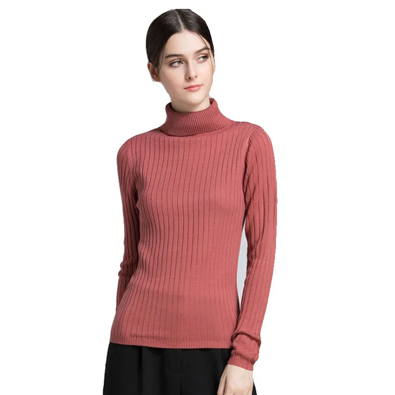 

Autumn Winter Black Turtleneck Sweater High Elastic Casual Long Sleeve Slim Knitted Ladies Pullover Sweters Women Invierno 2019