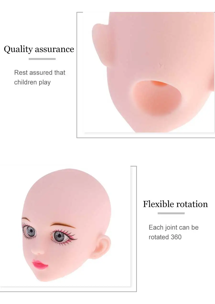 1 шт. 3D настоящие глаза пластиковая голова для макияжа 1/4 BJD DIY кукла аксессуары для тела без макияжа игрушка Косплей Кукла для девочек игрушки