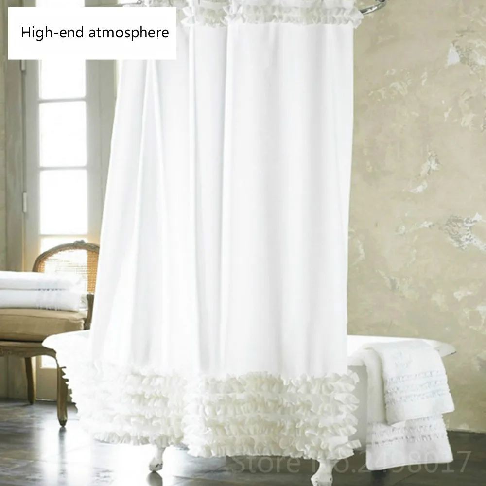

New to the home decoration bathroom shower curtain waterproof waterproof solid wood polyester fabric lace shower curtain elegant