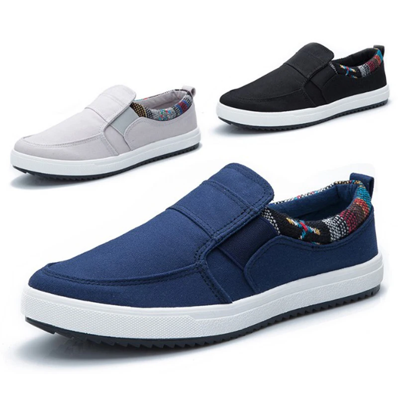 

Men Canvas Shoes Sneakers Casual Slip on Loafers Spring Summer Breathable Platform Sneakers Students Skateboard Shoes BTF986